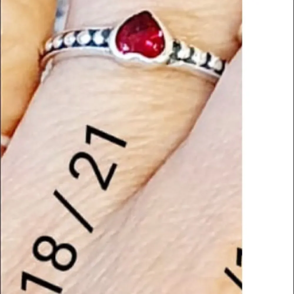 Ring 925 S heart shape zircônia or red stone